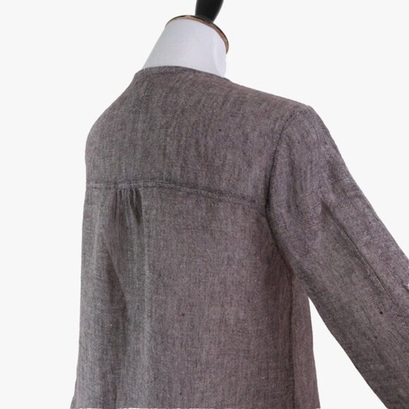 Eileen Fisher Size S Woven Linen Button Down Blouse Brown - Picture 5 of 10